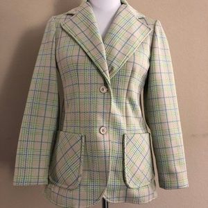 Vintage 1960'S Plaid Pastel Blazer